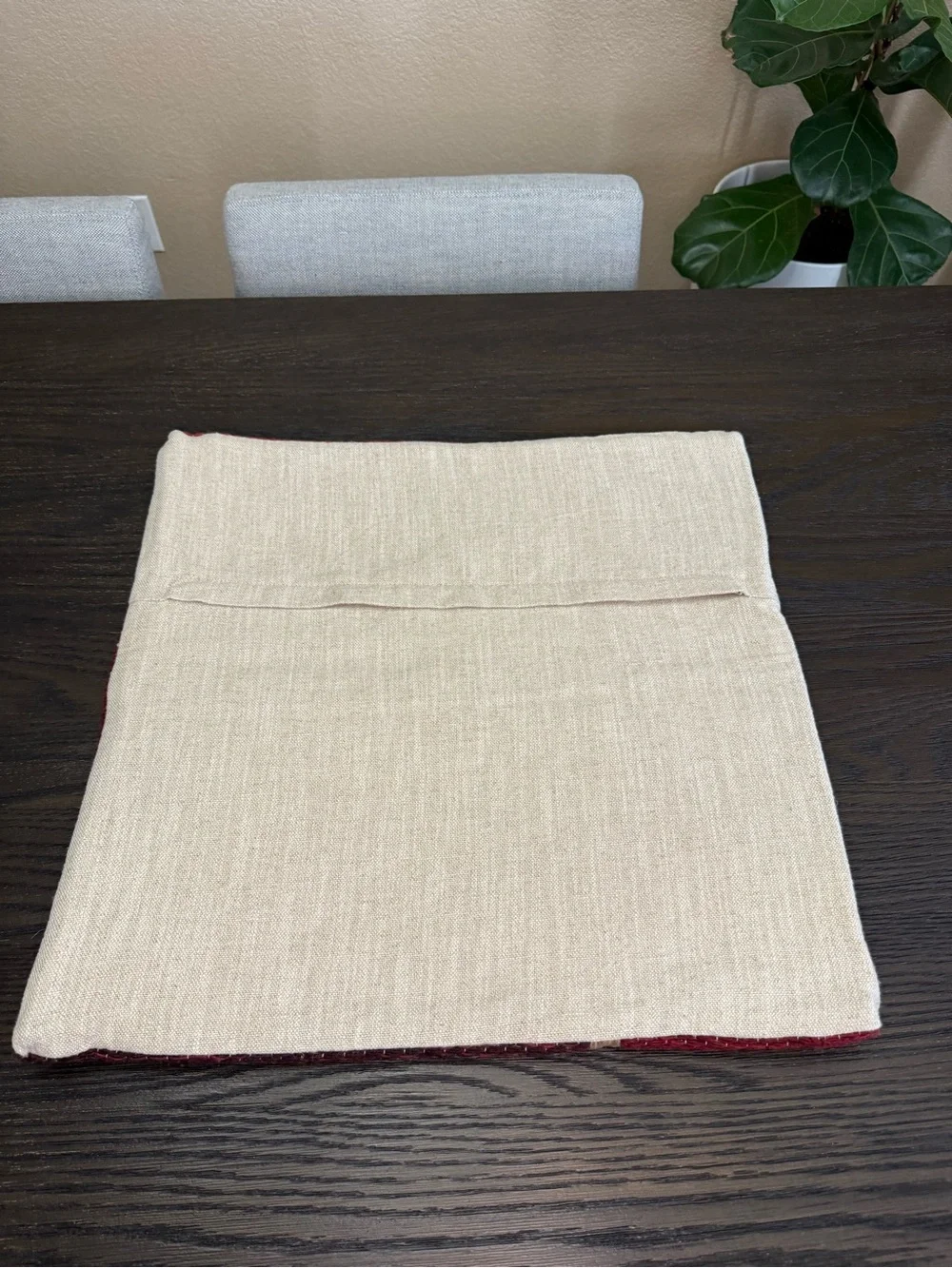 Crate & Barrel Plaid Kilim 20x20 Red Woven Throw Pillow Cover EUC Holiday NWOT